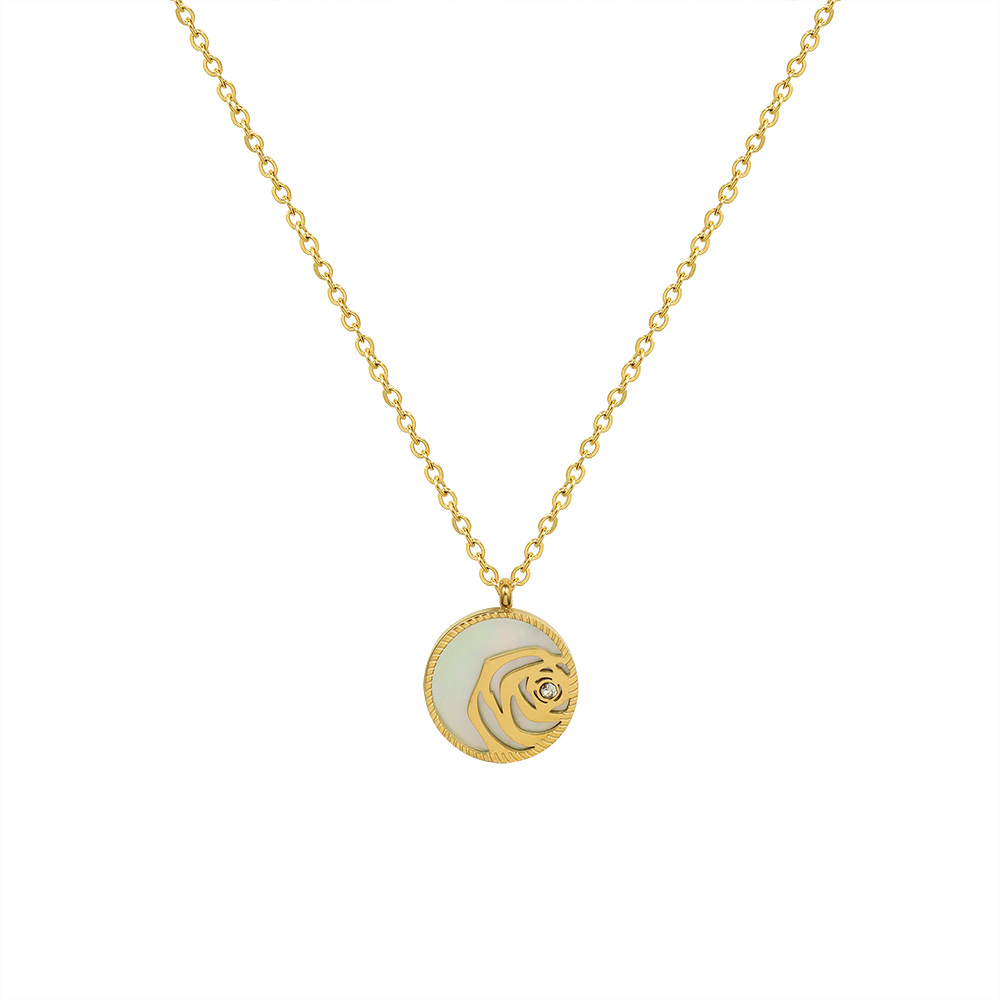 COLLAR LUX JOYAS BANO ORO AMARILLO 18K ROSA NACAR BRILLITO