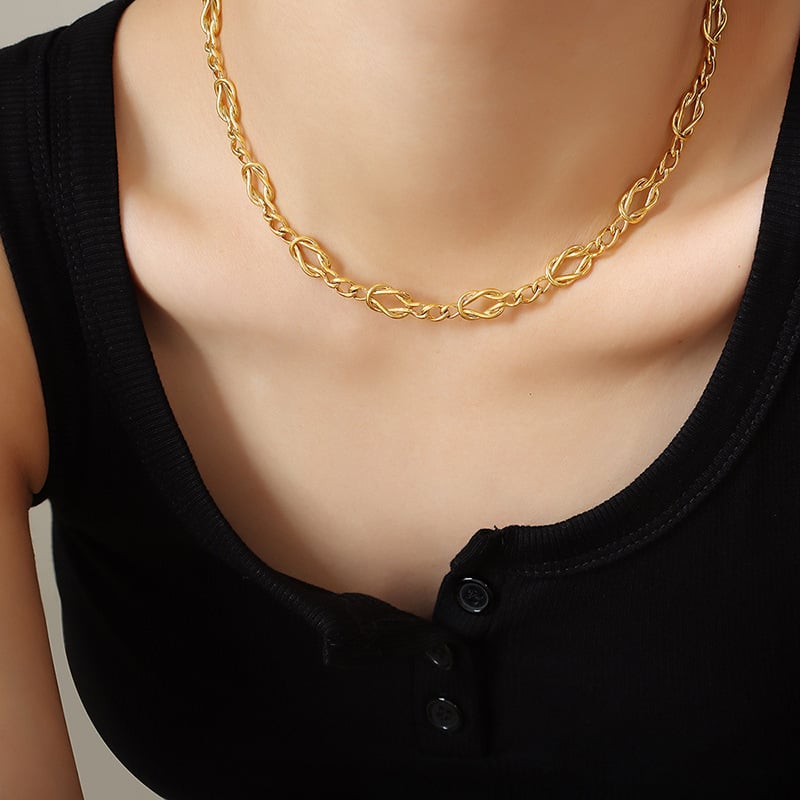 COLLAR BAÑO ORO AMARILLO 18K NUDO LLANO GRUMET - 5