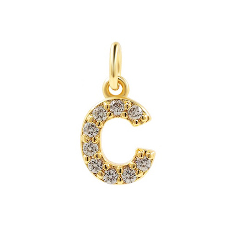 COLLAR LUX JOYAS BAÑO ORO 18K LETRA INICIAL C BRILLITOS TEJIDO DRAGÓN - 2