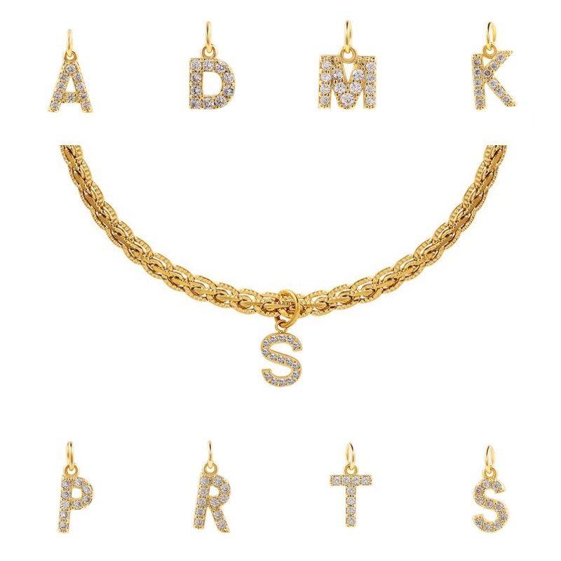 COLLAR LUX JOYAS BAÑO ORO 18K LETRA INICIAL J BRILLITOS TEJIDO DRAGÓN - 1