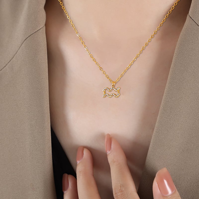 COLLAR LUX JOYAS BAÑO ORO 18K SIGNO ZODIACO ACUARIO - 5