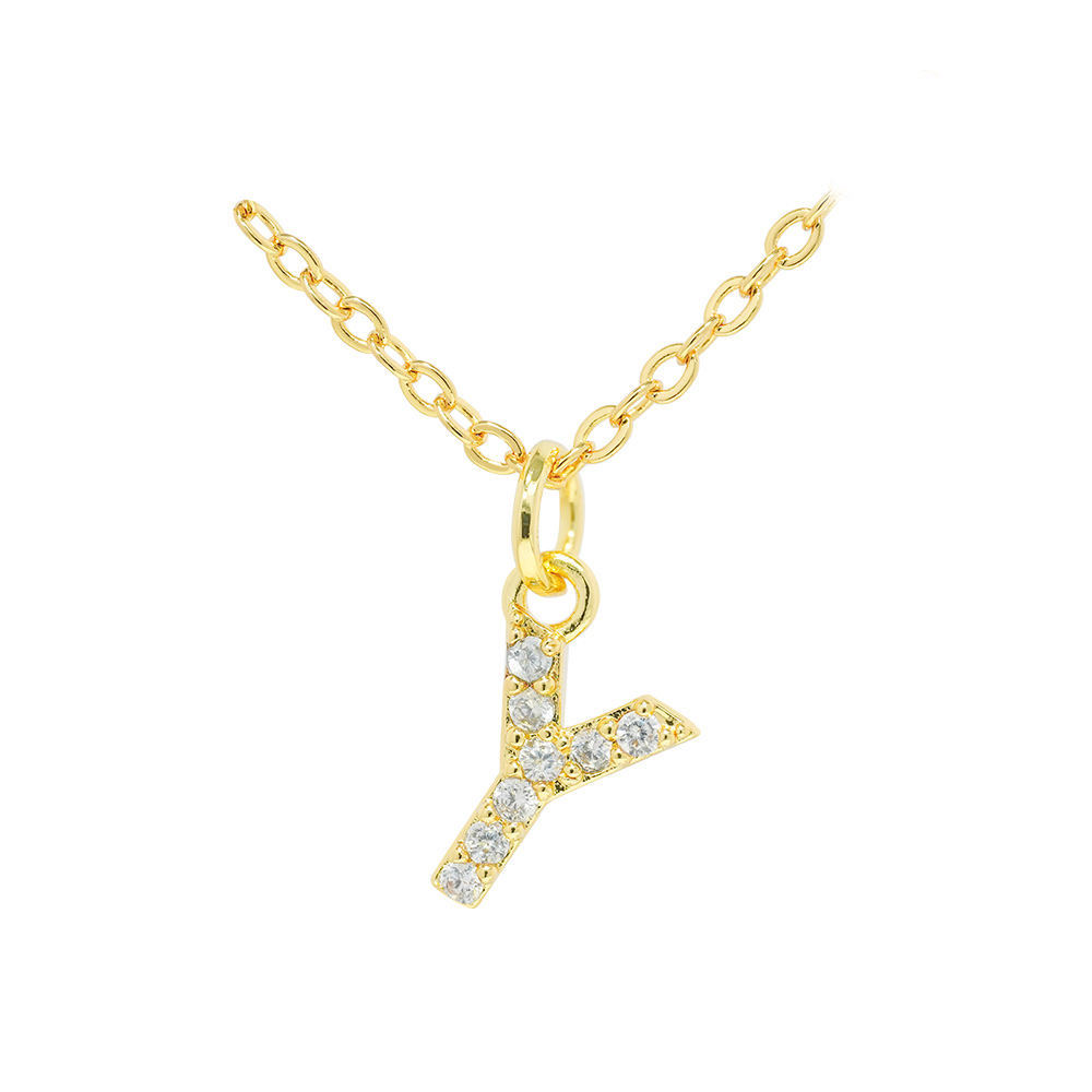 COLLAR LUX JOYAS BAÑO ORO 18K LETRA INICIAL Y BRILLITOS - 1