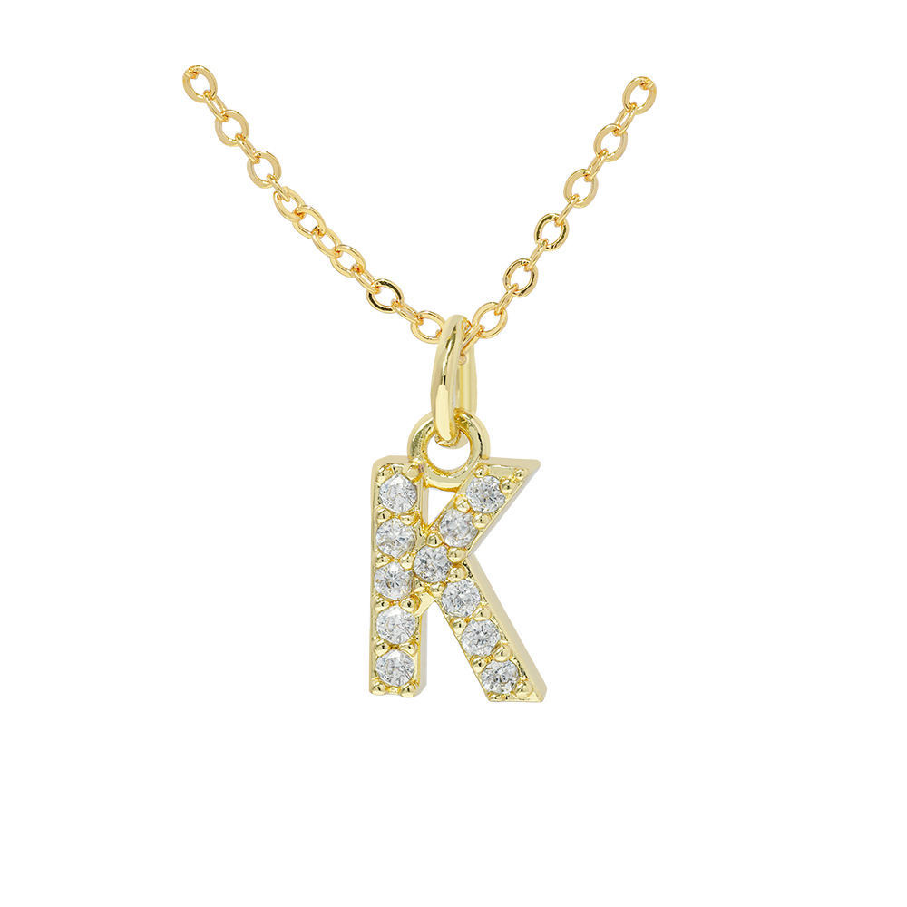 COLLAR LUX JOYAS BAÑO ORO 18K LETRA INICIAL K BRILLITOS - 1
