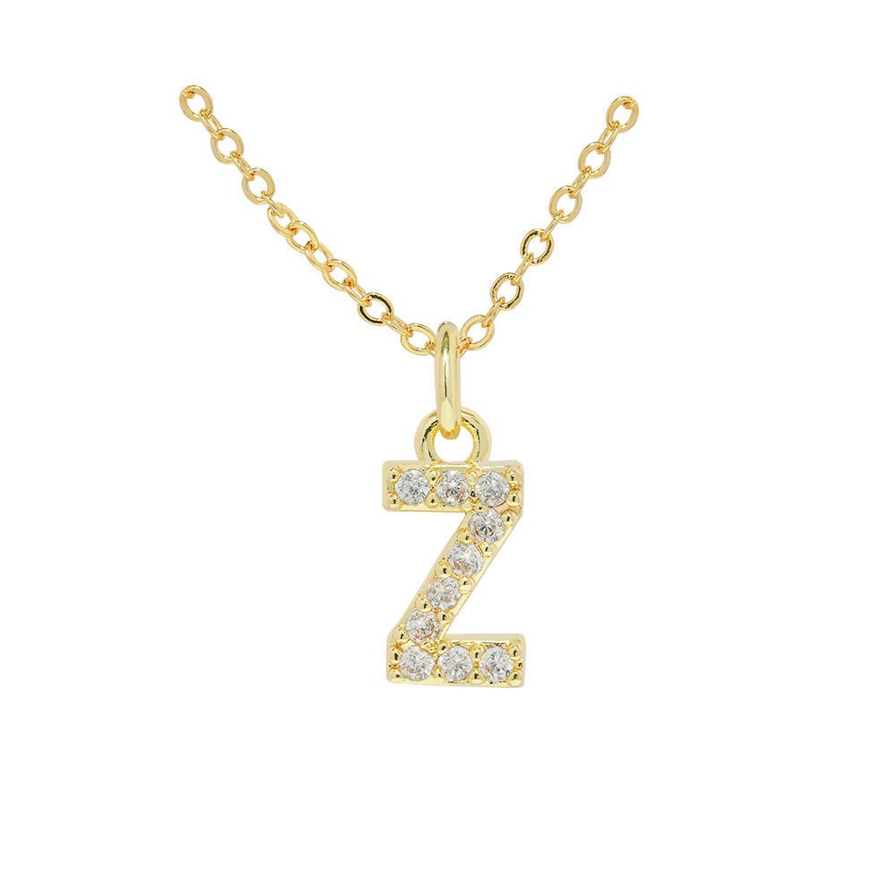 COLLAR LUX JOYAS BAÑO ORO 18K LETRA INICIAL Z BRILLITOS - 1