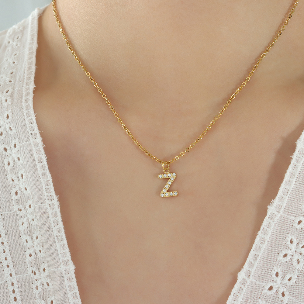 COLLAR LUX JOYAS BAÑO ORO 18K LETRA INICIAL Z BRILLITOS - 2