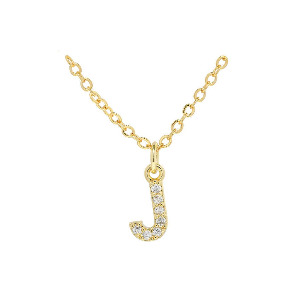 COLLAR LUX JOYAS BANO ORO 18K LETRA INICIAL J BRILLITOS