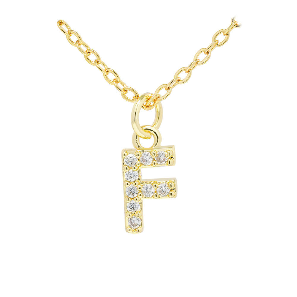 COLLAR LUX JOYAS BAÑO ORO 18K LETRA INICIAL F BRILLITOS - 1