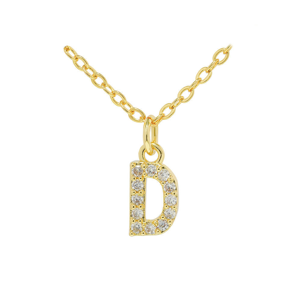 COLLAR LUX JOYAS BAÑO ORO 18K LETRA INICIAL D BRILLITOS - 1