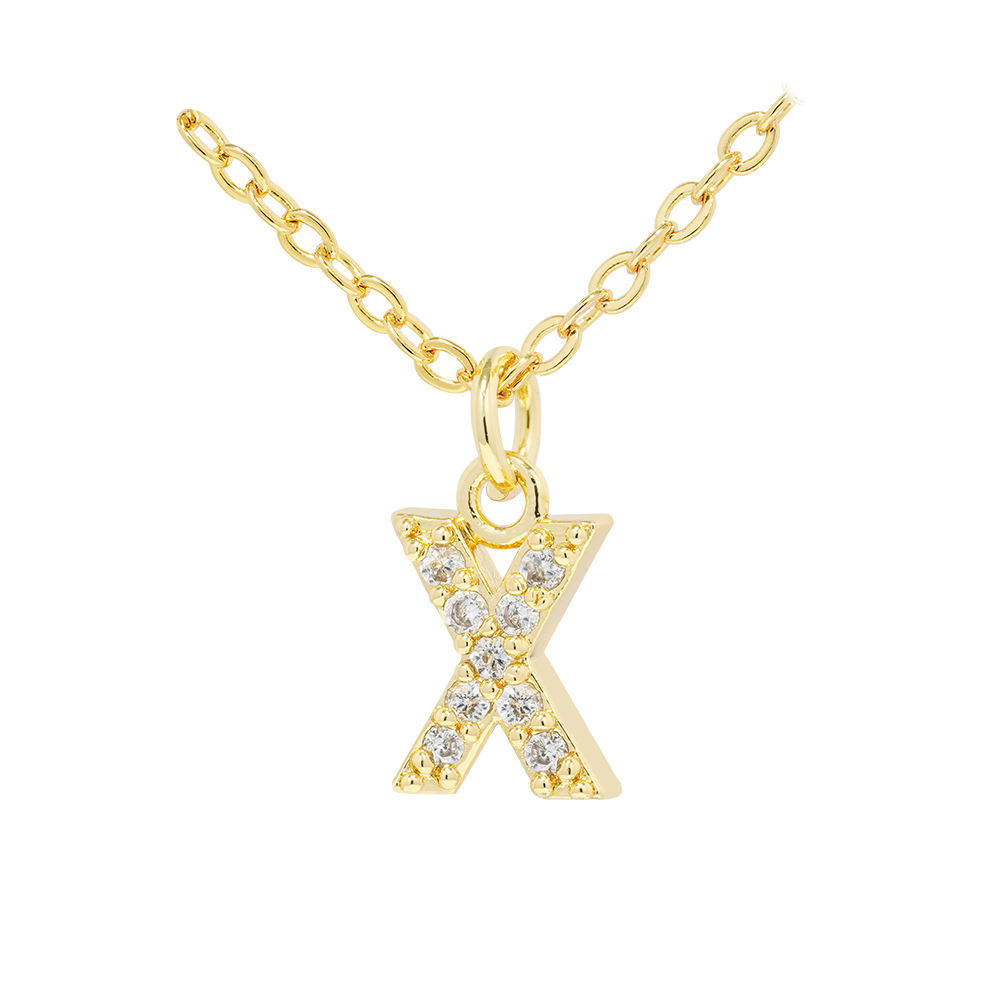 COLLAR LUX JOYAS BAÑO ORO 18K LETRA INICIAL X BRILLITOS - 1