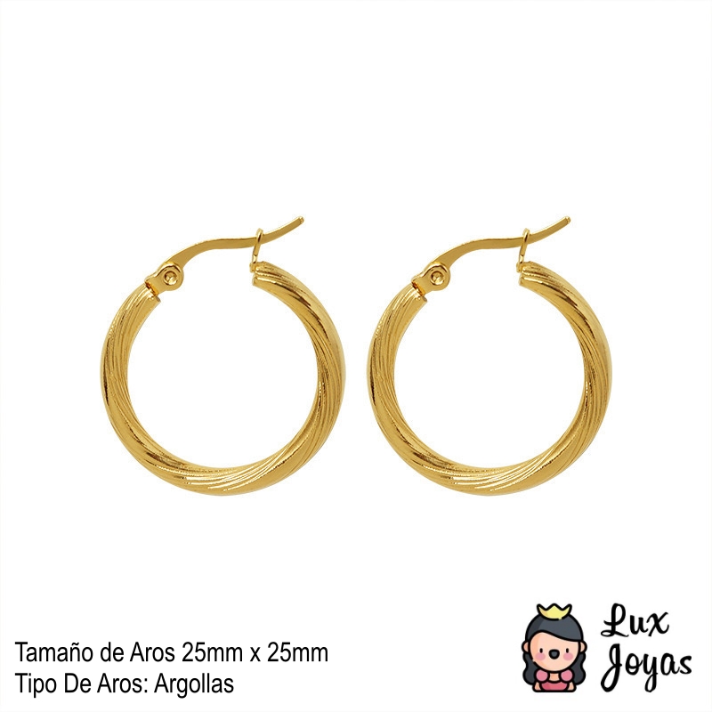 AROS LUX JOYAS BAÑO ORO 18K ARGOLLAS TUBO DISEÑO - 4