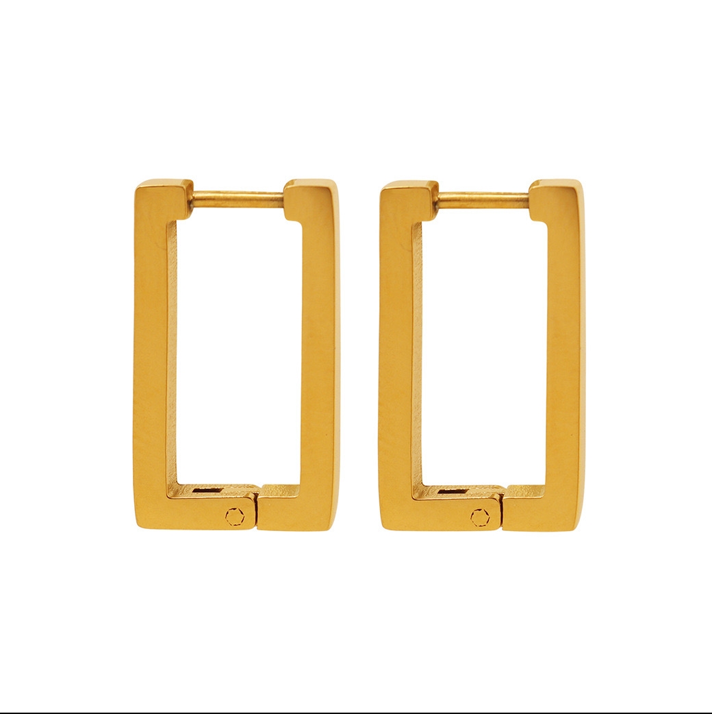 AROS LUX JOYAS BAÑO ORO 18K ARGOLLAS RECT LISO - 1