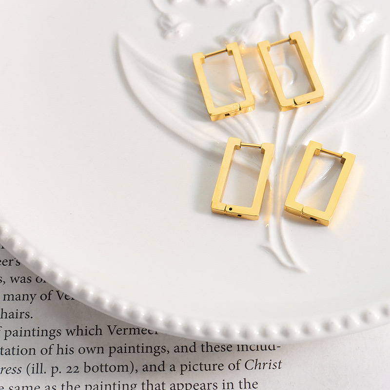 AROS LUX JOYAS BAÑO ORO 18K ARGOLLAS RECT LISO - 3