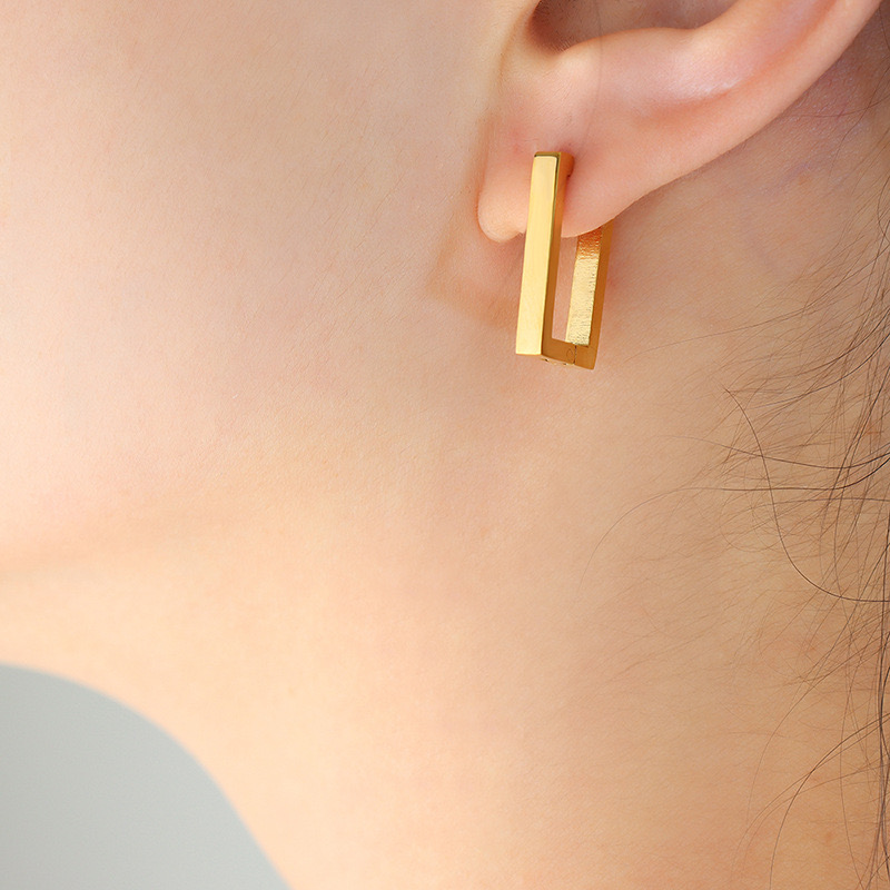 AROS LUX JOYAS BAÑO ORO 18K ARGOLLAS RECT LISO - 4