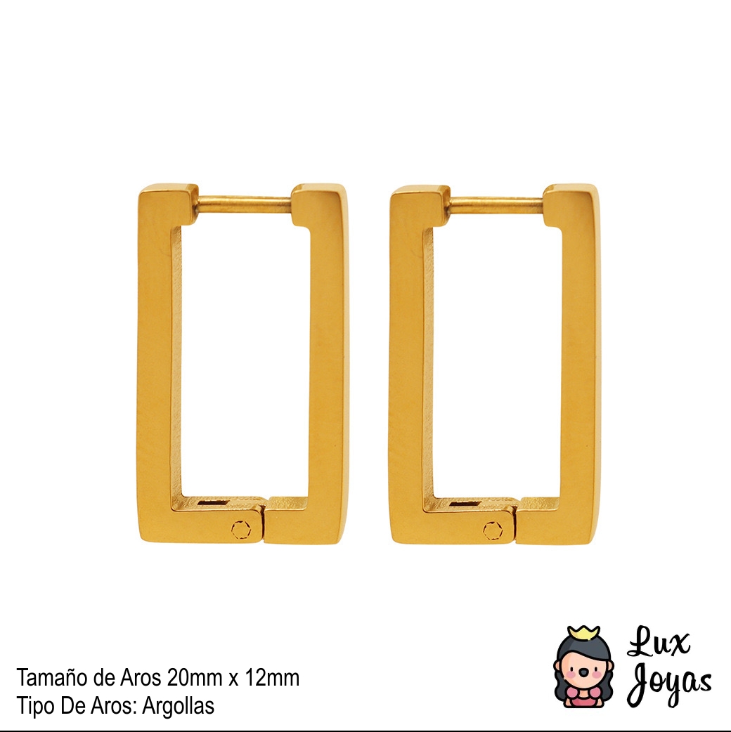AROS LUX JOYAS BAÑO ORO 18K ARGOLLAS RECT LISO - 5