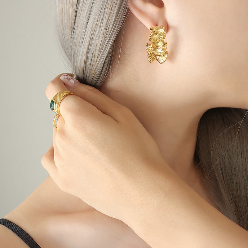 AROS BAÑO ORO 18K ARGOLLAS ARRUGADO - 3