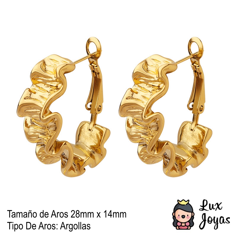 AROS BAÑO ORO 18K ARGOLLAS ARRUGADO - 4