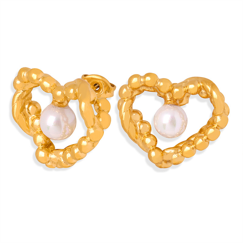AROS LUX JOYAS BAÑO ORO 18K CORAZÓN PERLA - 1