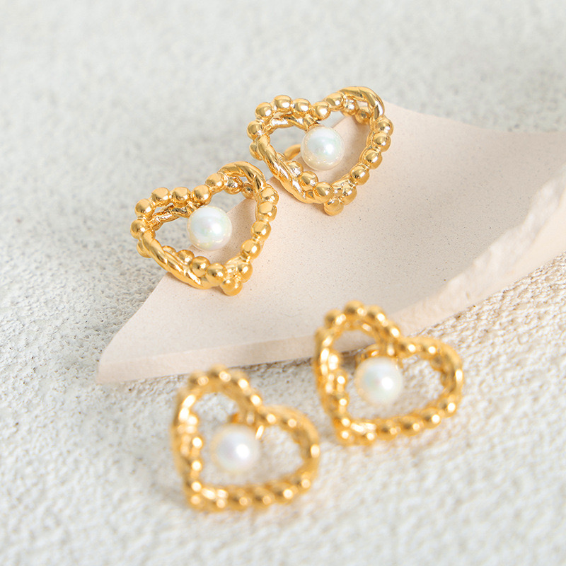 AROS LUX JOYAS BAÑO ORO 18K CORAZÓN PERLA - 2