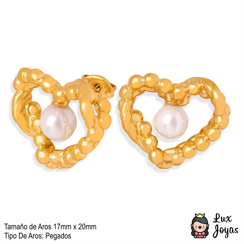AROS LUX JOYAS BAÑO ORO 18K CORAZÓN PERLA - 4