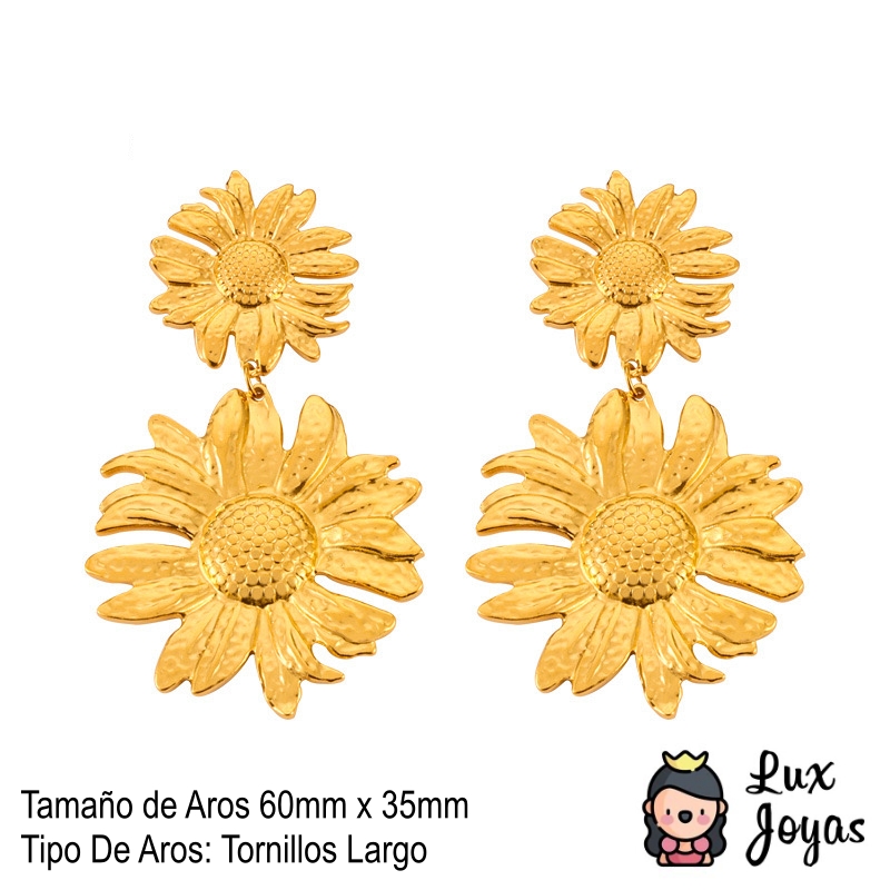 AROS LUX JOYAS BAÑO ORO 18K MARGARITAS - 3