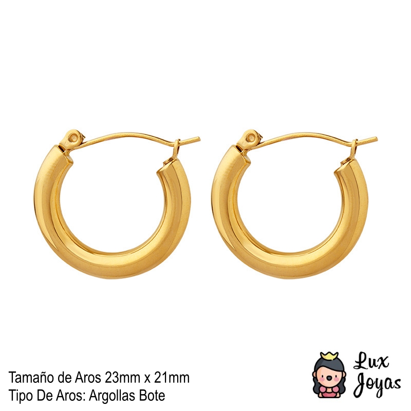 AROS LUX JOYAS BAÑO ORO 18K BOTES TUBO REDONDO - 4