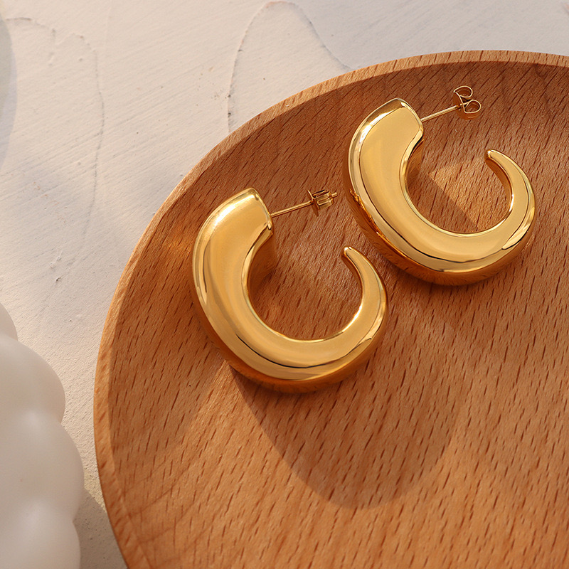 AROS LUX JOYAS BAÑO ORO 18K MEDIA ARGOLLAS C GORDO - 2