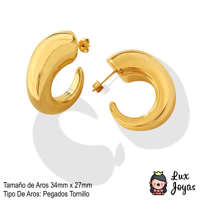 AROS LUX JOYAS BAÑO ORO 18K MEDIA ARGOLLAS C GORDO - 4