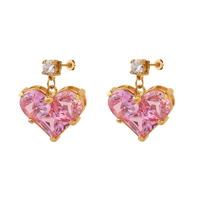 AROS LUX JOYAS BAÑO ORO 18K CORAZÓN ROSA FRANCIA - 1