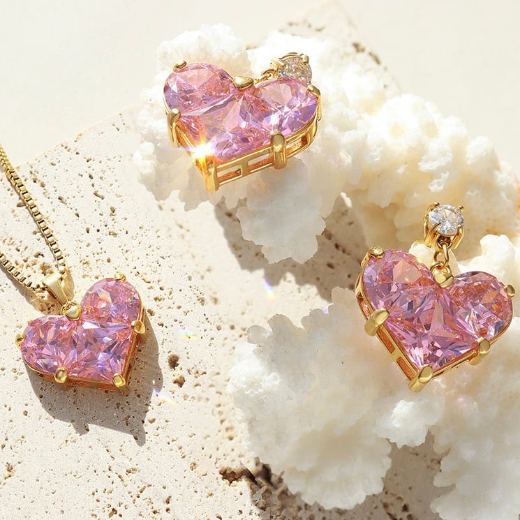 AROS LUX JOYAS BAÑO ORO 18K CORAZÓN ROSA FRANCIA - 2