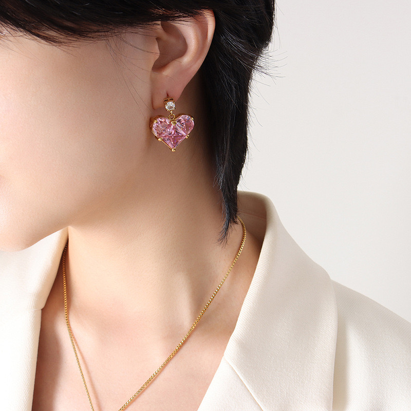 AROS LUX JOYAS BAÑO ORO 18K CORAZÓN ROSA FRANCIA - 4