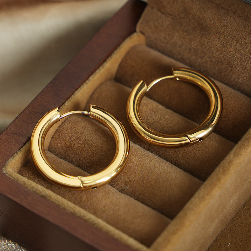 AROS LUX JOYAS BAÑO ORO 18K ARGOLLAS TUBO GRU L - 2