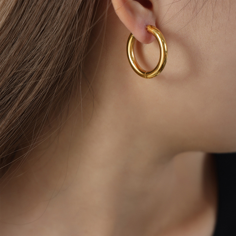 AROS LUX JOYAS BAÑO ORO 18K ARGOLLAS TUBO GRU L - 4