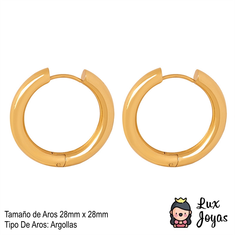 AROS LUX JOYAS BAÑO ORO 18K ARGOLLAS TUBO GRU L - 5