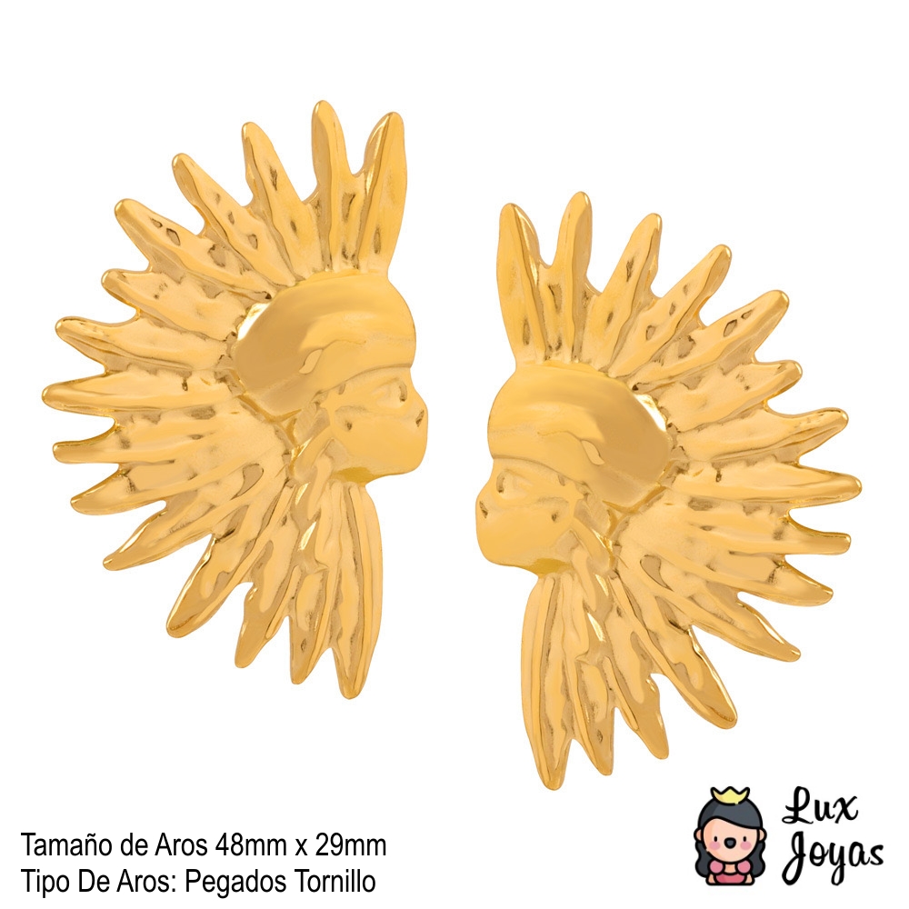 AROS LUX JOYAS BAÑO ORO 18K GUERRERO INDIO NATIVO - 5