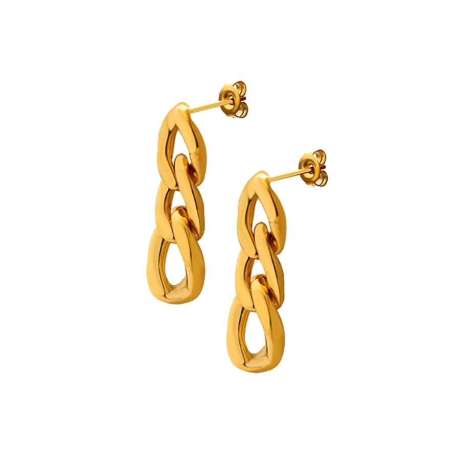 AROS LUX JOYAS BAÑO ORO 18K CUBANA 3 ESLABONES - 1
