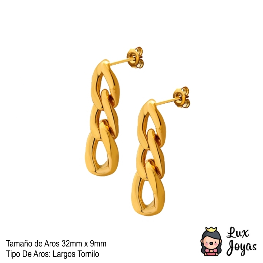 AROS LUX JOYAS BAÑO ORO 18K CUBANA 3 ESLABONES - 4