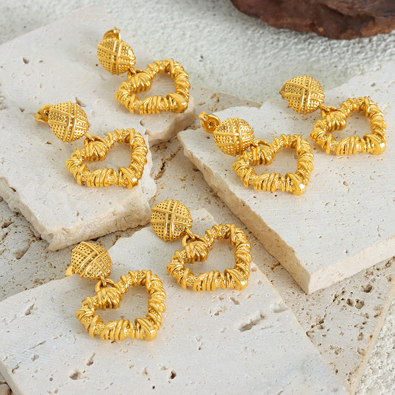 AROS LUX JOYAS BAÑO ORO 18K LARGOS CORAZÓN ENREDADO - 2