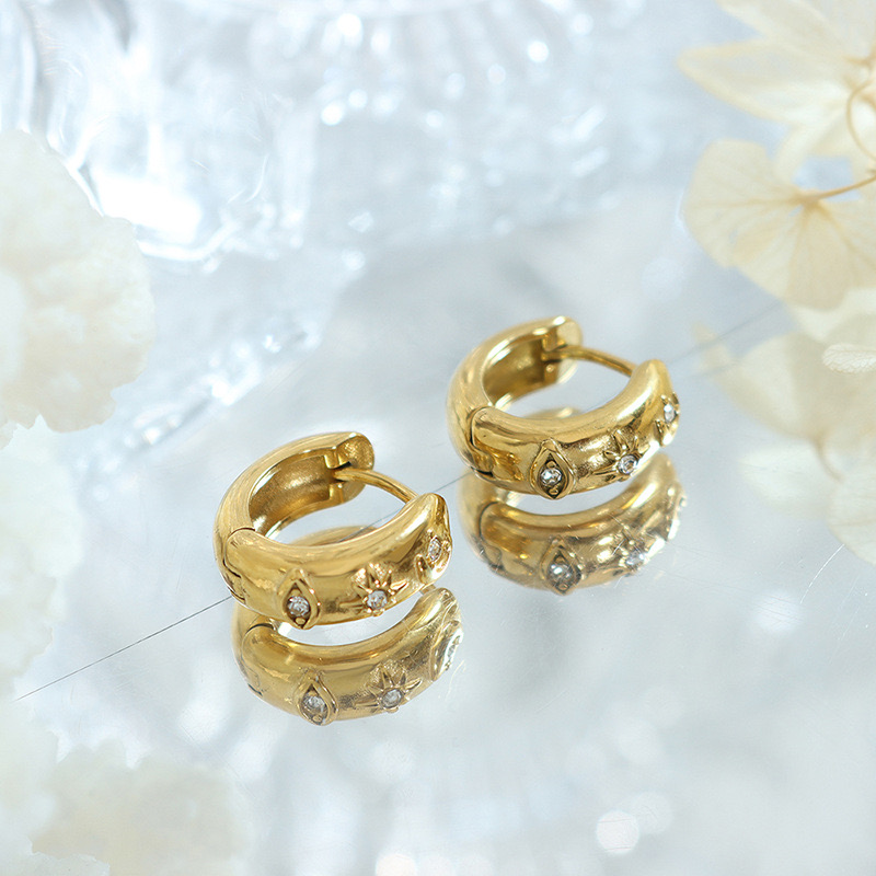 AROS LUX JOYAS BAÑO ORO 18K ARGOLLA LUNA SOL OJO - 2