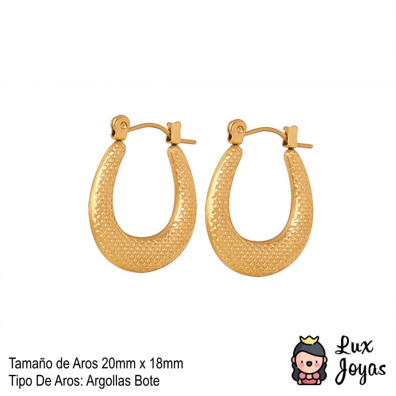 AROS LUX JOYAS BAÑO ORO 18K ARGOLLAS BOTE PUNTOS - 4