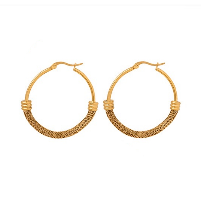 AROS LUX JOYAS BAÑO ORO 18K ARGOLLAS MALLA - 1