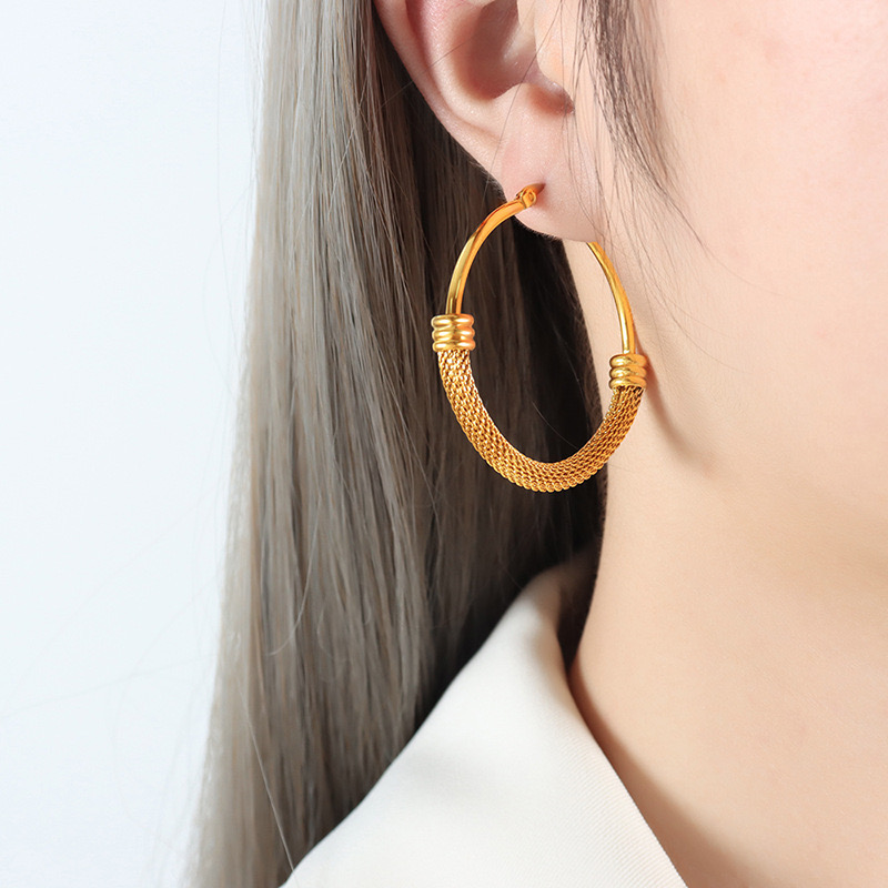 AROS LUX JOYAS BAÑO ORO 18K ARGOLLAS MALLA - 4
