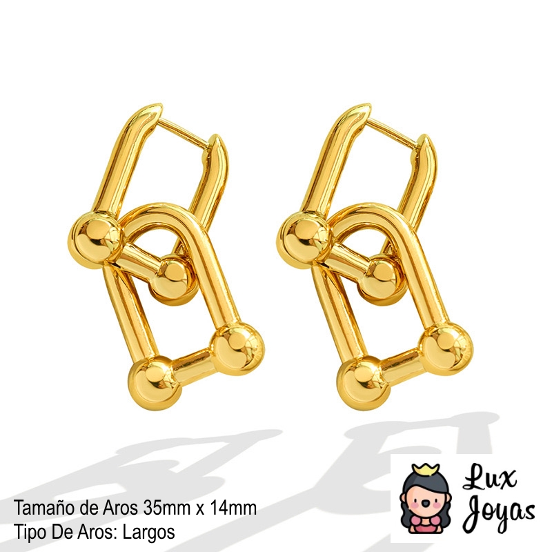 AROS LUX JOYAS BAÑO ORO 18K LARGOS NUDO HERRADURA - 5