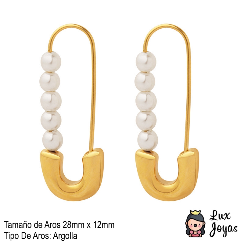 AROS BAÑO ORO 18K CLIP PERLAS - 5