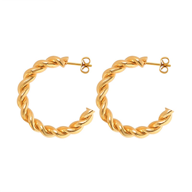 AROS LUX JOYAS BAÑO ORO 18K ARGOLLAS ENTORCHADOS L - 1