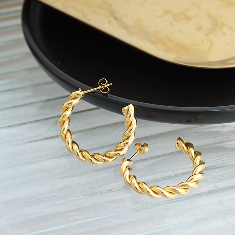 AROS LUX JOYAS BAÑO ORO 18K ARGOLLAS ENTORCHADOS L - 2