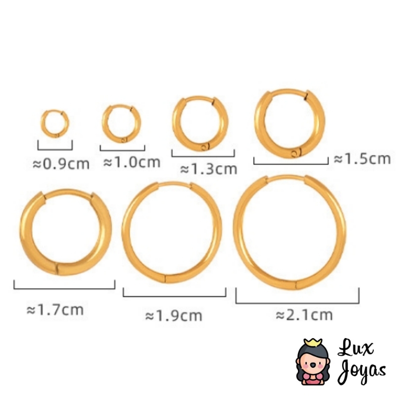 AROS LUX JOYAS BAÑO ORO 18K ARGOLLAS LISAS 17MM - 5