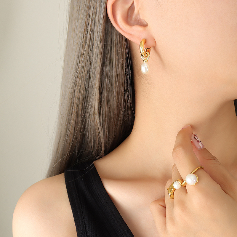 AROS BAÑO ORO 18K ARGOLLAS TUBO PERLA BRILLITOS - 4
