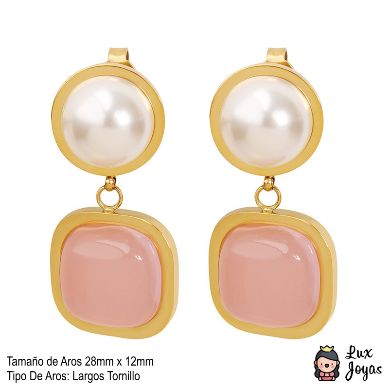 AROS LUX JOYAS BAÑO ORO 18K PERLA ROSA - 5