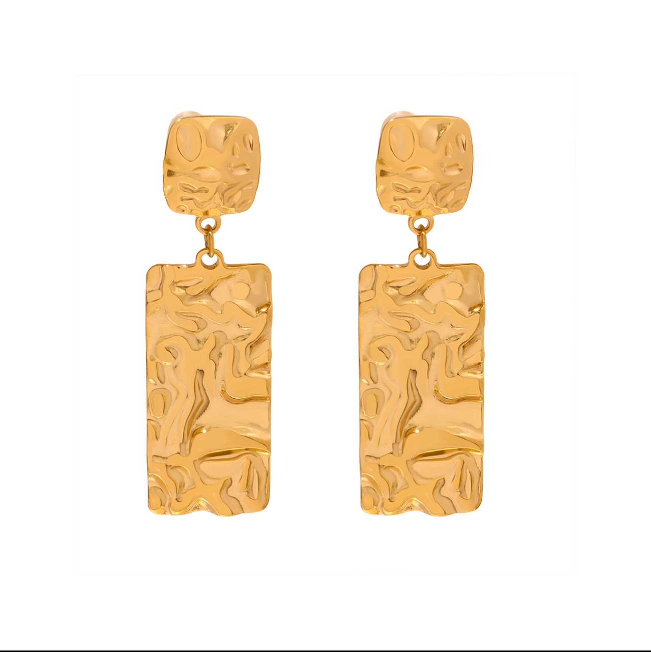 AROS LUX JOYAS BAÑO ORO 18K CUADRA RECTAN ARRUG - 1