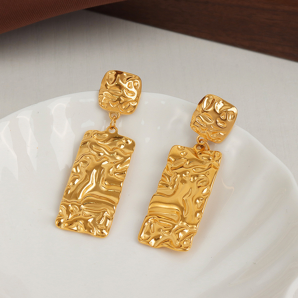 AROS LUX JOYAS BAÑO ORO 18K CUADRA RECTAN ARRUG - 2